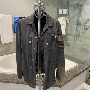 Free people distressed embellished military jacket size small